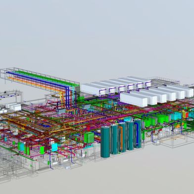BIM-Planungsmodell der Energiezentrale im BMW Group Werk Irlbach-Straßkirchen, erstellt mithilfe von Autodesk Forma (10/2025). (Bild: BMW Group)