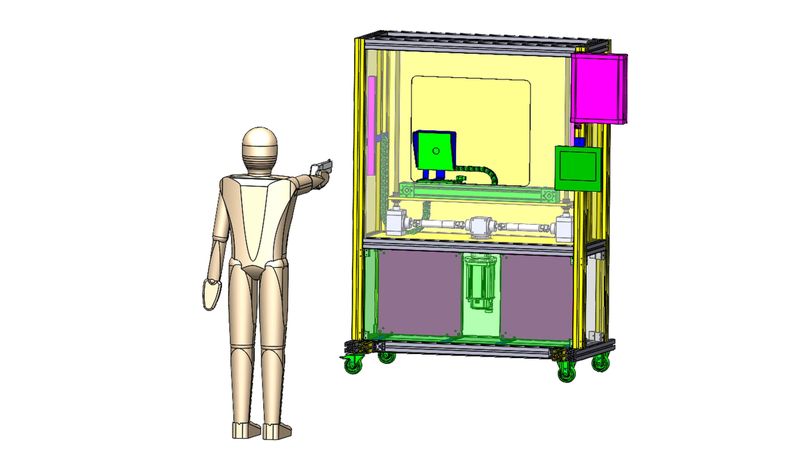 Die Herausforderung besteht darin, die Zielscheibe mit einem Laserpointer zu treffen. Anders als etwa beim Dart bewegt sich die Zielscheibe jedoch.  (Bild:  ANT Antriebstechnik)