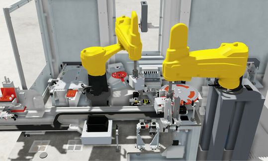 (Simulation einer Zelle zum Handling von Elektronikkomponenten. Bild: Baumann GmbH)