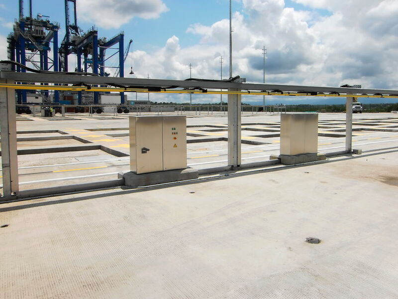 Die Einspeisemodule im Hafen Buenaventura für die Schleifleitungssysteme in der back-to-back Anordnung. (Conductix-Wampfler)