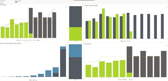 Graphische Visualisierung „Yoda Auftragsbestand“ in einem zentralen Dashboard. (Bild:  WSW Software)