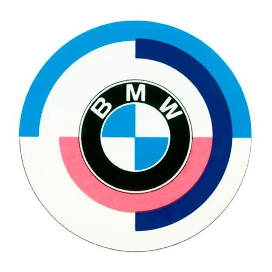 So sah das fertige BMW-M-Motorsport-Logo 1973 aus – die Farben sind bis heute geblieben.(Bild:  BMW AG)