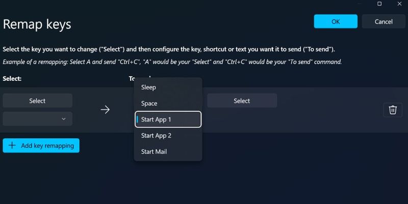 Mit dem „Powertoys Keyboard Manager“ lässt sich die Tastenbelegung in „Windows“ ohne Registry-Eingriff anpassen. (Bild:  Thomas Joos)
