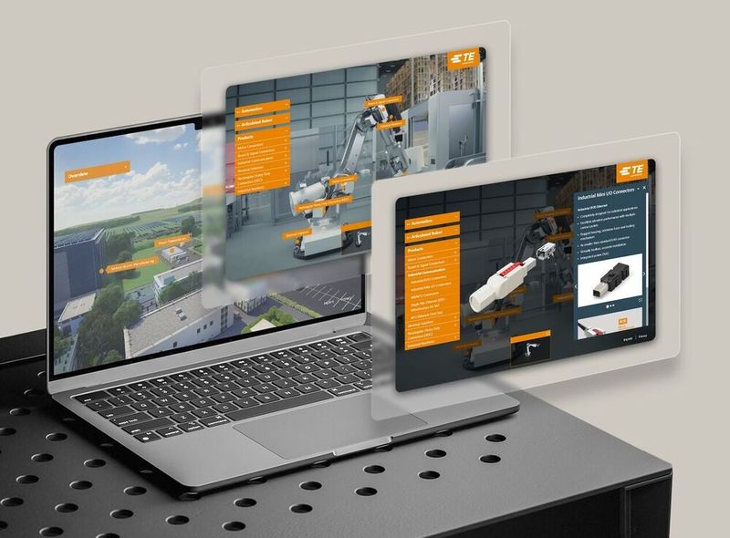 SPS: Mit Hilfe eines 3D-Tool lassen sich die Exponate von TE in einer Industrieumgebung intuitiv erleben.(Bild:  TE)