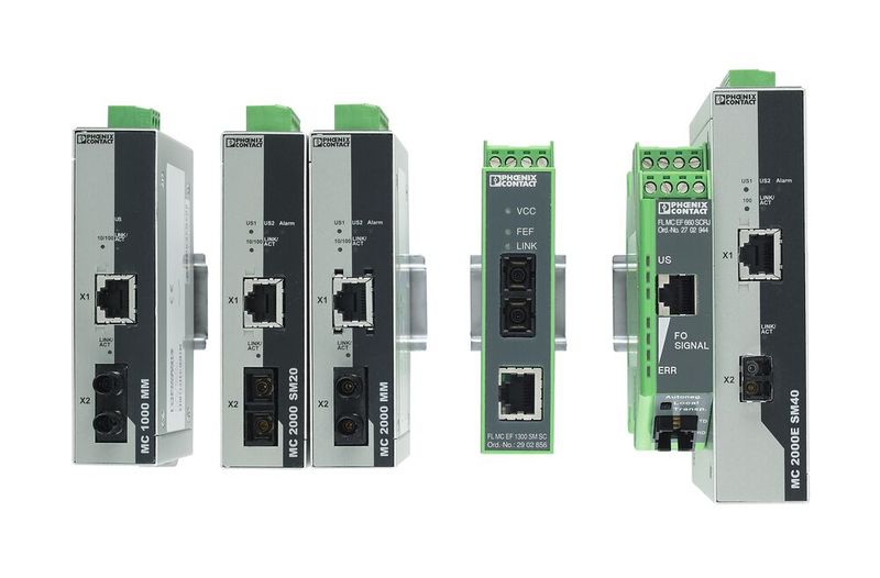 Wenn die kupferbasierte Übertragung an ihre Grenzen stößt, findet sich unter den Fast-Ethernet-Medienkonvertern von Phoenix Contact für jede Applikation das passende Gerät. (Bild: Phoenix Contact)