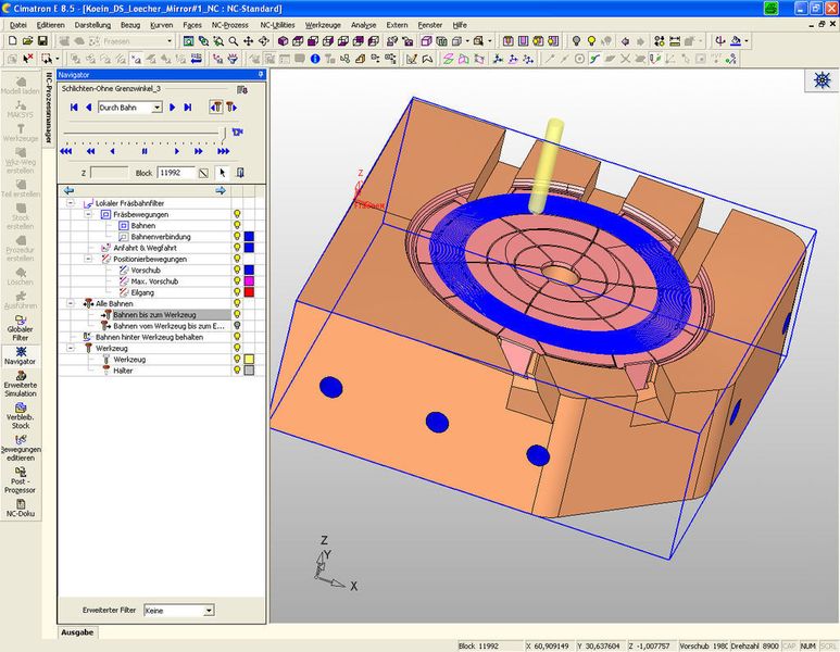 Beispielsweise: Simulation einer Schruppbearbeitung mit dem CAM-Modul von CimatronE. (Archiv: Vogel Business Media)