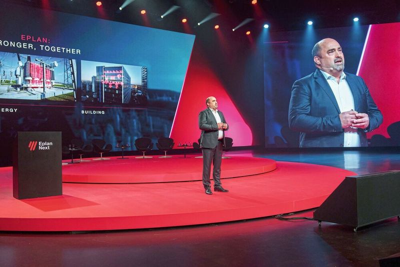 Sebastian Seitz, CEO Eplan: „Die Zukunft liegt in der Zusammenarbeit – nur so können wir die Herausforderungen der Zukunft meistern. Die Technologien sind verfügbar. Die entscheidende Frage ist, wie wir konsequent diese Möglichkeiten in unsere Prozesse integrieren.“(Bild:  jasper ehrich)