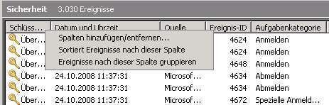 Ereignisse unter Windows Server 2008 gruppieren. (Archiv: Vogel Business Media)