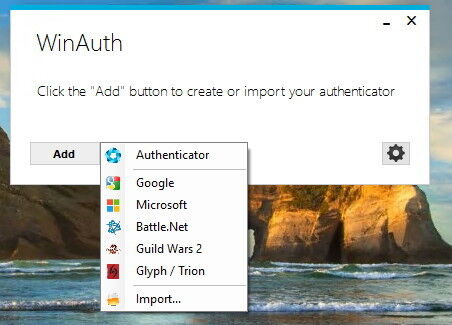 Über den Menüpunkt „Add“ lassen sich neue ‚Authenticators‘ in WinAuth anbinden. Wenn der gewünschte Dienst an dieser Stelle nicht angezeigt wird, lässt er sich oft über eine XML-Datei importieren. Hier sollte beim Anbieter des entsprechenden Dienstes nachgefragt werden. (Bild: Thomas Joos)