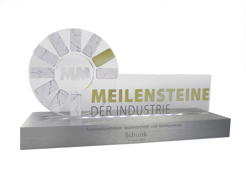 Im Rahmen eines Galaabends wurde SCHUNK von der Redaktion des MM MaschinenMarkts als herausragendes Unternehmen der Industriegeschichte mit dem MM Innovationspreis geehrt. (Bild: Schunk)