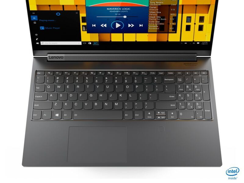 In der 15,6-Zoll-Variante des Yoga C940 bekommt ein Intel Core-Prozessor der 9. Generation Unterstützung durch eine Nvidia Geforce GTX 1650. Die rotierende Soundbar im Scharnier ist kompakter geworden, soll aber einen ebenso satten Klang liefern, wie beim Yoga C930. (Lenovo)