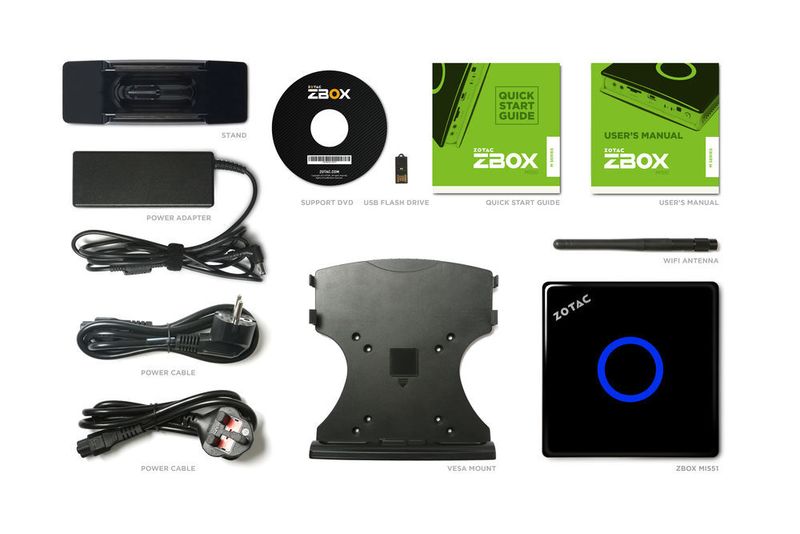 Zum Lieferumfang der Zbox MI551 gehört auch einn VESA-Mount zur Montage des Rechners an der Rückseite eines entsprechend ausgestatteten Monitors oder TV-Geräts. (Bild: Zotac)