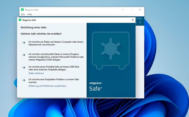 Erstellen eines Daten-Safes mit Steganos Daten-Safe. (Bild: Joos – Steganos)