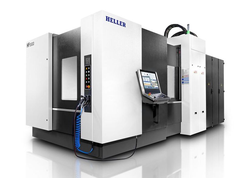Heller will show the HF 5500 5-axis, horizontal-spindle mill-turn centre at AMB 2026. (Source: Heller)