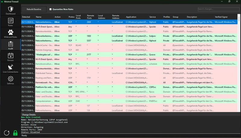 „Minimal-Firewall“ erweitert die Möglichkeiten der „Windows“-Firewall. (Bild:  Thomas Joos)