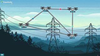 In a mesh network, several drones communicate with each other in a decentralized manner. A mobile phone mast is therefore not necessary. (Image:Fraunhofer IIS)