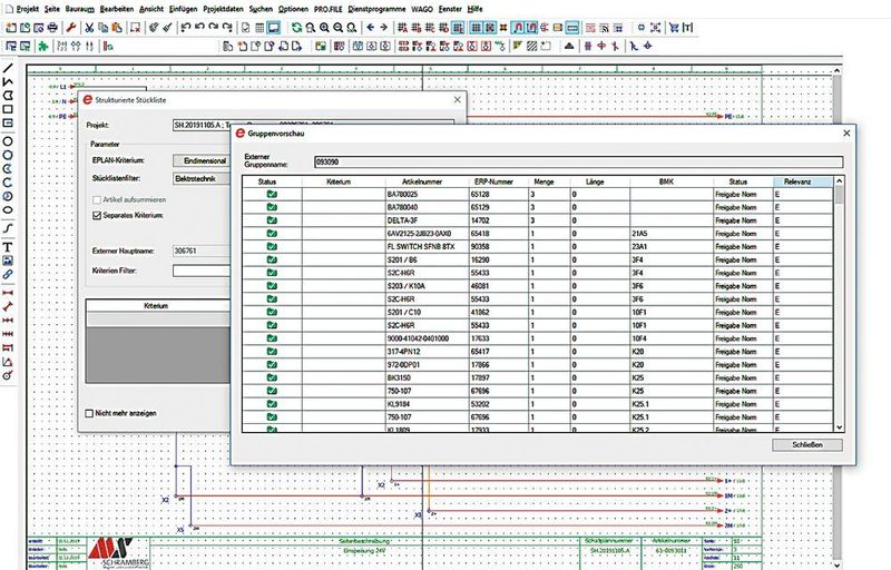 Blick auf die mechatronische Stückliste. Sie vermeidet Doppelarbeit sowie Übertragungsfehler und beschleunigt den Konstruktionsprozess. (Eplan Software & Service)