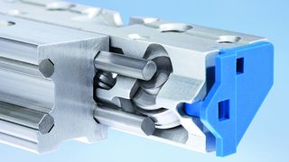 Das Funktionsprinzip im Detail. Geschliffene Stahllaufbahnen werden in Aluminiumschienen integriert, groß dimensionierte Laufrollen stützen sich darauf ab. Bilder: Franke (Archiv: Vogel Business Media)