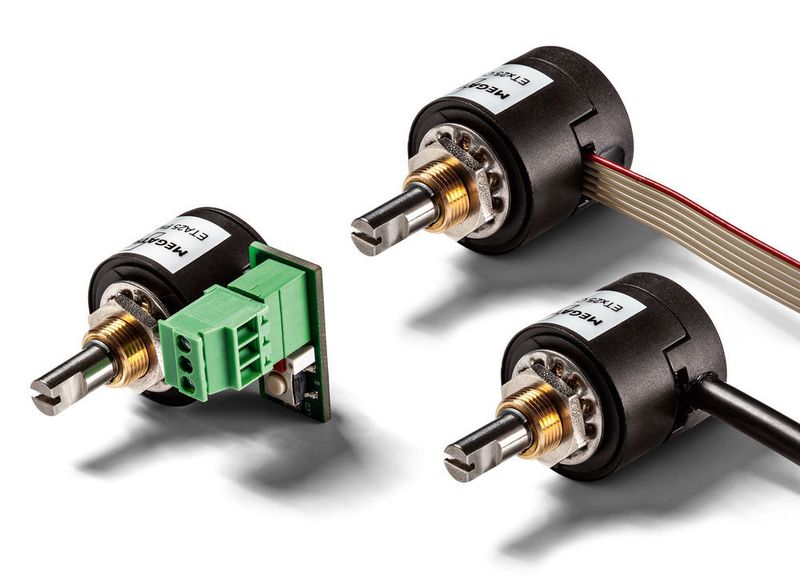Den programmierbaren Halleffekt-Multiturn-Drehgeber ETA25PM von Megatron gibt es in drei Anschlussvarianten: Mit Klemmanschluss am Sensor, mit Flachband- oder Rundkabel. Lock verwendet in seinem neuen Stellungsrückmelder PAR 10 den Drehgeber mit Klemmanschluss.  (Megatron Elektronik GmbH & Co. KG )