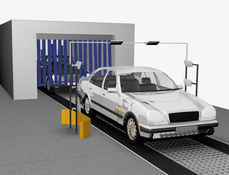 After passing through the rain spray chamber each vehicle passes the second RFID gate that reads the moisture-sensitive media again (Turck)