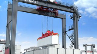 Die Hybrid-RTG von Konecranes können den Dieselverbrauch im Hafen signifikant reduzieren. (Bild: Konecranes)