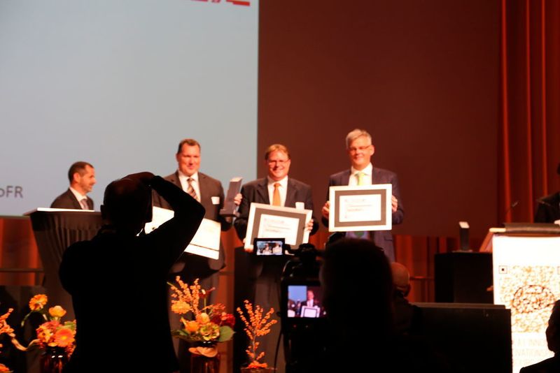 Cérémonie de remise des prix de l'innovation du canton de Fribourg: Les gagnants sont PMF System pour les startups et Frewitt pour la catégorie entreprise. (JR Gonthier)