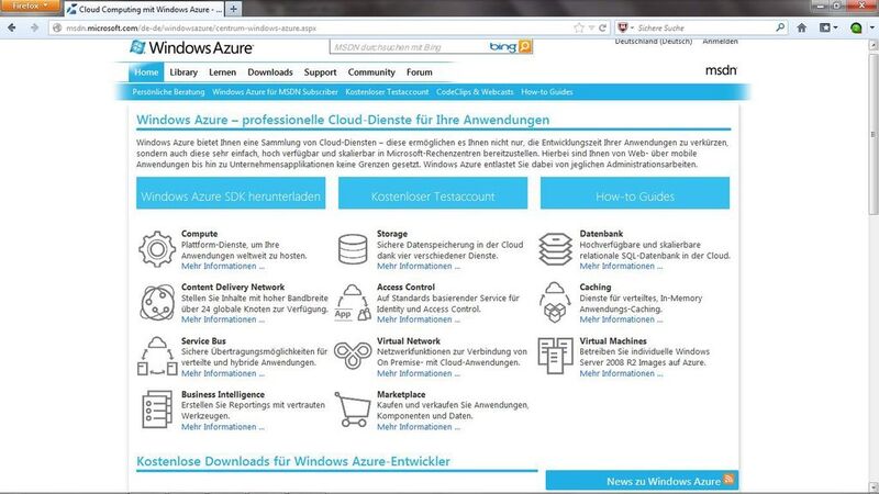 Die Windows Azure Cloud umfasst bereits eine Fülle von Services. (Archiv: Vogel Business Media)