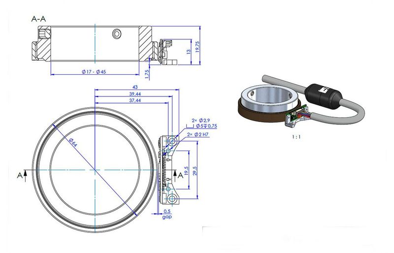 Ab Werk ist der neue Absolutwert-Drehgeber IMEA 64 so ausgelegt, dass er sich an Hohlwellen mit Innendurchmessern von 17 bis 45 mm montieren lässt. PWB Encoders passt ihn aber auch beliebig an nahezu jeden speziellen Kundenwunsch an.  (Bild: PWB Encoders GmbH)
