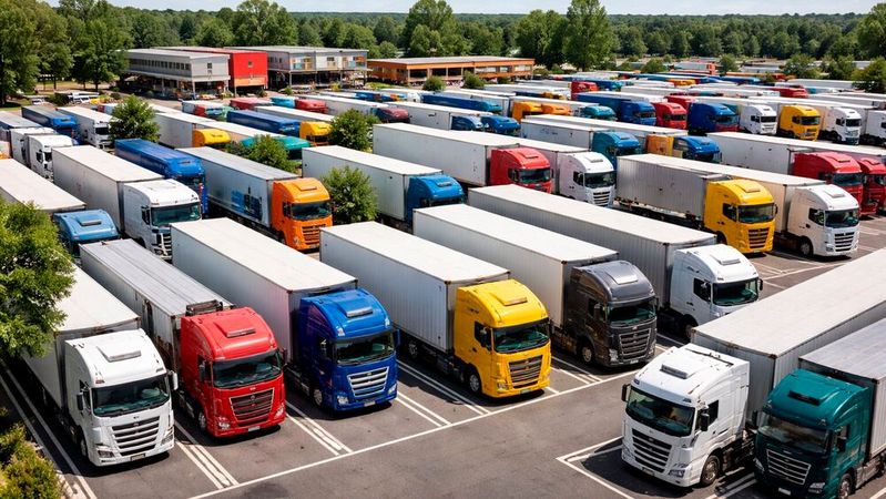 In Deutschland gibt es zu wenig Parkplätze für Lkw. Oftmals sind die Fahrer gezwungen, Pkw-Parkplätze oder Parkplatzeinfahrten zu nutzen, um ihre Ruhezeiten einzuhalten.(Bild:  ChatGPT | KI-generiert)