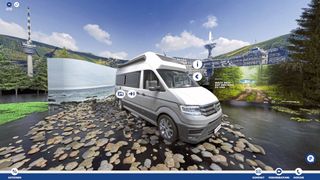 Eigener digitaler Schauraum statt stationärer Messepräsenz: Die Hahn-Gruppe aus Fellbach setzte in diesem Jahr die „Hahn Camping World“ auf, um sich im Kundenkontakt einen Ersatz für die Caravaning-Messe CMT zu schaffen, die wegen Corona ausfiel. (Bild: VCG/Hahn-Gruppe)