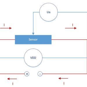 Bild 1a: Ersatzschaltbild der Kontaktierung des Sensors ohne Übergangswiderstände.(Bild:  Bosch)