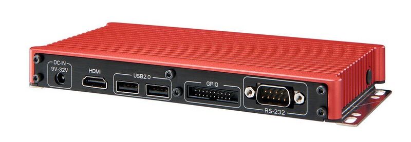 Der Smart SL U7-130, der kleinste lüfterlose IPC von Efco, verfügt über 16 digitale IOs, welche direkt auf der Frontplatte zugänglich sind (GPIO).  (Efco Electronics)