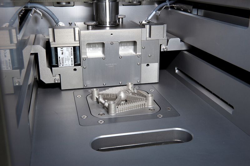 Vom Entwurf über das fertigen Produkt bis zur Wiederaufbereitung des Pulvers: SLM Solutions stellt die gesamte Prozesskette in den Mittelpunkt des Messeauftritts. (Bild: SLM Solutions)