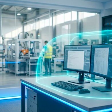 Vernetzte Maschinen öffnen Cyberkriminellen neue Angriffsflächen, die frühere, abgeschottete Systeme nicht kannten. Die EU-Maschinenverordnung macht Schutz davor ab 2027 zur Pflicht, nicht mehr zur Kür.  (Bild: Gemini / KI-generiert)