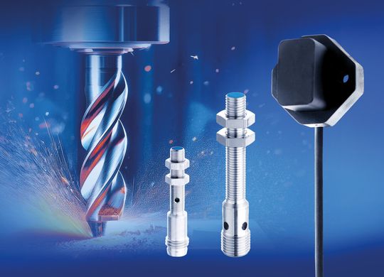 Smarte Spindel-Positionssensoren von Contrinex erfassen die Zugstangenposition von Spindeln in Werkzeugmaschinen hochgenau.(Bild:  Contrinex)