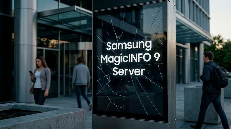 Zwei Sicherheitslücken gefährden Samsung MagicINFO 9 Server. Eine davon wird bereits aktiv ausgenutzt.(Bild:  Gemini / Vogel IT-Medien GmbH / KI-generiert)
