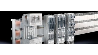 Das Rittal Sammelschienensystem mit 185 mm Mittenabstand bietet unter Berücksichtigung  wirtschaftlicher Aspekte und den Anforderungen der aktuellen Norm IEC 61439-1 perfekte  Voraussetzungen für einen kompakten und sicheren Systemaufbau für Energieverteilungen. (Rittal)