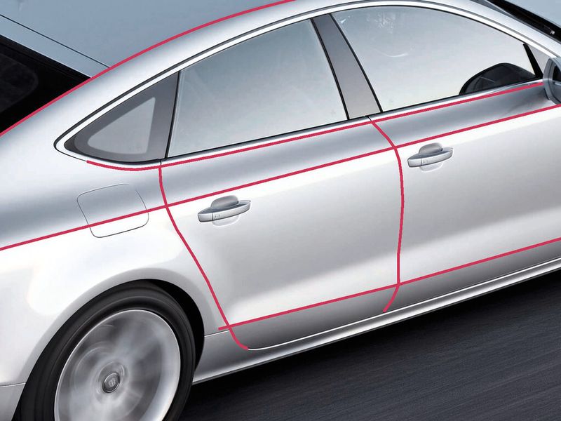 Bild 1: Ausgewählte Designmerkmale moderner Pkw-Karossen. (Bild: Audi)