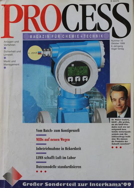 Oktober 1999   Top Themen:  - Vom Batch- zum Kontiprozeß - MIDs auf neuen Wegen - Inbetriebnahme in Rekordzeit - LIMS schafft Luft im Labor - Datenmodelle standardisieren (Bild: PROCESS)