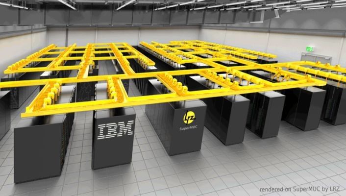 Der Supecomputer SuperMUC am Leibniz-Rechenzentrum in Garching (LRZ)