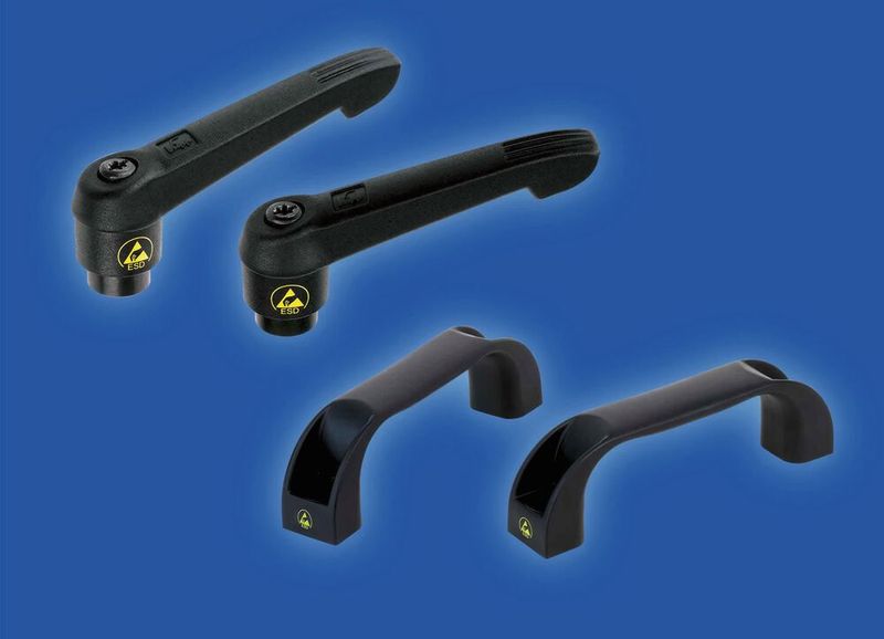 Die bewährten Klemmhebel von Kipp dürfen als Klassiker im ESD-Sortiment nicht fehlen – genauso wenig wie funktionale Bügelgriffe. (Bild: Heinrich Kipp Werk)