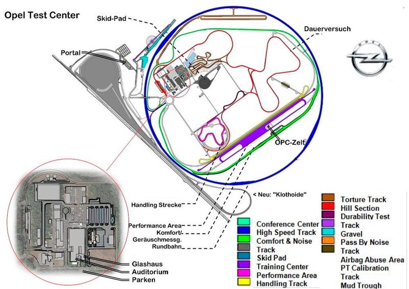 Das gesamte Testgelände in graphischer Darstellung. (Bild: Opel AG)