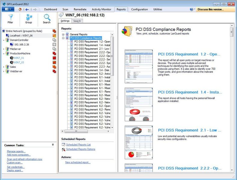 Erstellung PCI-DSS-relevanter Berichte. (GFI Software)