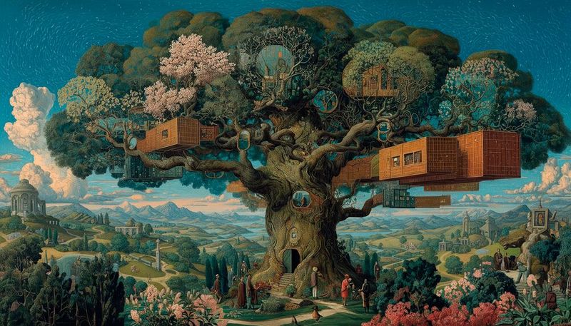 Das umfangreiche „Timbernetes“-Update soll an den nordischen Weltbaum Yggdrasil erinnern und Kubernetes unter anderem bei KI-Workloads skalierbarerer, effizienter und sicherer machen.(Bild:  Midjourney / Gemini 2.5 Flash / KI-generiert)