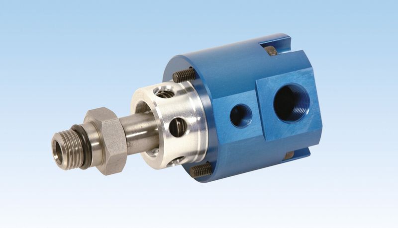 Zu den lagerlosen Systemen gehört auch diese flexibel einsetzbare All-Media-Drehdurchführung für fast alle Kühlstrategien. (Deublin)