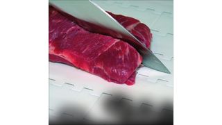 Die Oberfläche von Förderbändern in der Fleischindustrie muss so beschaffen sein, dass man auf ihnen problemlos schneiden kann. (Archiv: Vogel Business Media)