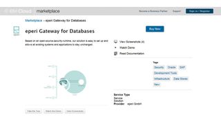 Sicherheit in der Cloud aus dem IBM Cloud-Marktplatz: Mit Eperi Gateway für Datenbanken lassen sich alle sensiblen Daten in einer Datenbank sicher verschlüsseln. (Bild: marketplace.ibmcloud.com)