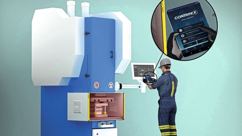 Speziell für den Einsatz an Pressen hat Contrinex die Sicherheitslichtvorhänge YBES Extended Slim Typ 4 entwickelt.(Bild:  Contrinex)