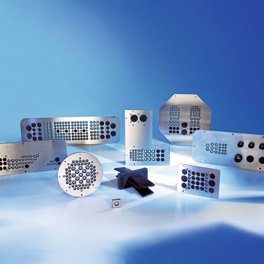 Kabeldurchführungsplatten: Die „KDP on Demand“ bietet eine große Vielfalt an individuellen Kabeleinführungsplatten.(Bild:  Murrplastik)