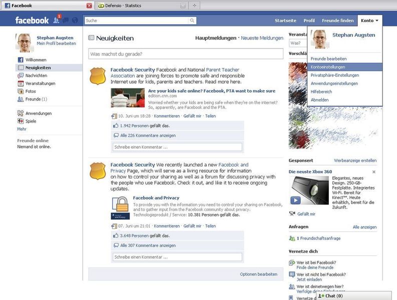 Um die Zugriffe auf den Facebook-Account zu kontrollieren, kann man unter den Kontoeinstellungen… (Archiv: Vogel Business Media)
